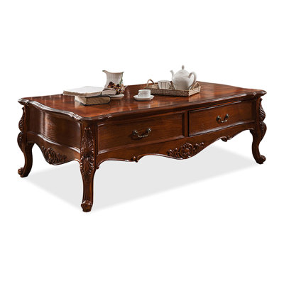 Brown Solid Wood Rectangular Coffee Table
