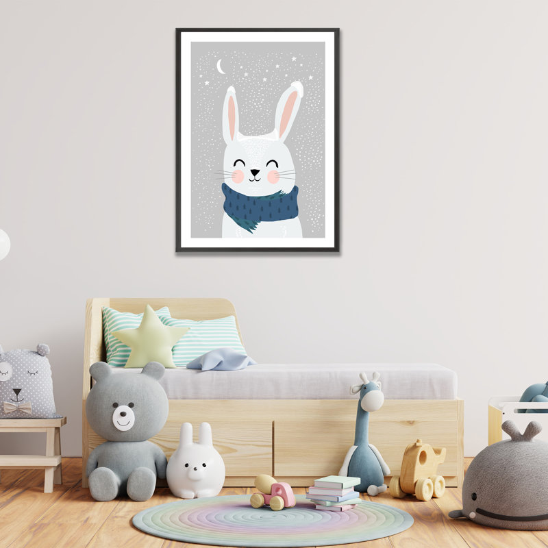 Pop Art & Retro Snow Bunny Framed Art, 16" H x 12" W x 1" D