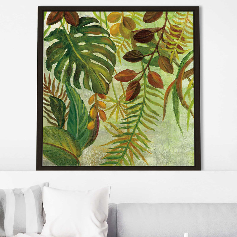 «Tropical Greenery I» par Silvia Vassileva, Cadre flottant espresso, H 21,5 po x l 21,5 po x P 2 po