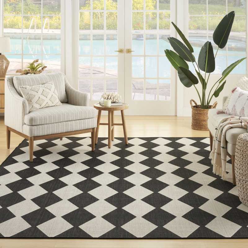 Tapis intérieur / extérieur rectangulaire Positano, Rectangle 9 pi x 12 pi, Noir