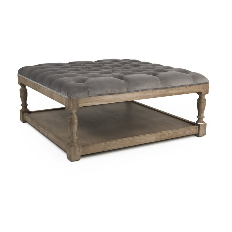 Square Ottoman, Green, Brown