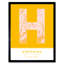 Hiroshima City Map Hiroshima Yellow 1 Piece Single Picture Frame Wall Art