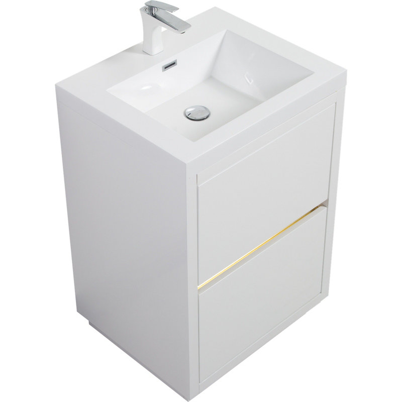 Meuble-lavabo autoportant avec lavabo, meuble-lavabo avec comptoir en résine de pierre