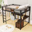 Queen Size Loft Bed With Built-In Desk And Storage Drawers And Shelves-1331855009