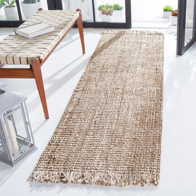 Tapis en jute tissé à la main Simra, Tapis de couloir 2 pi 3 po x 8 pi