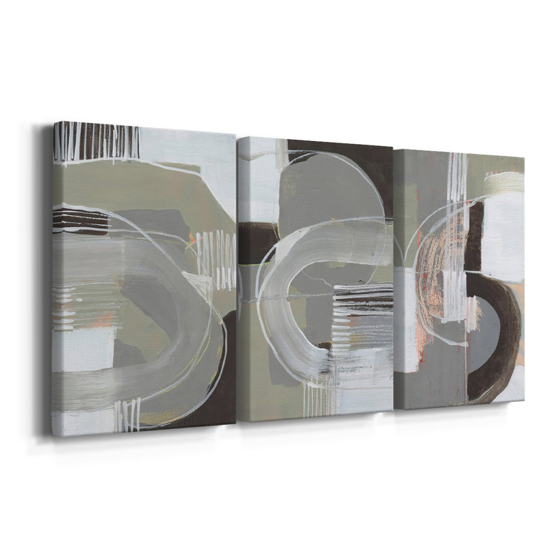 Arching Neutrals I  -Custom Wrapped Gallery Canvas - 3 Pieces, 27" H x 54" W