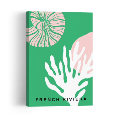 French Riviera Marine Life Abstract Organic Coastal Nature Wall Art Print 1 Piece Wrapped Canvas Wall Art