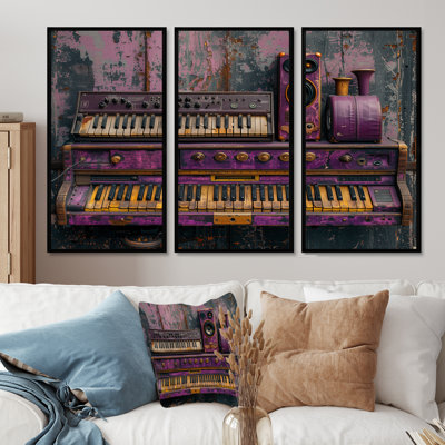 Ensemble de salon et clavier mauve doré