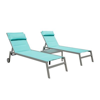 Chaise longue d'extérieur en métal avec table Sereby