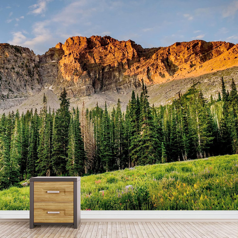 Mountain Range Pine Tree Country Field, 100" L x 144" W