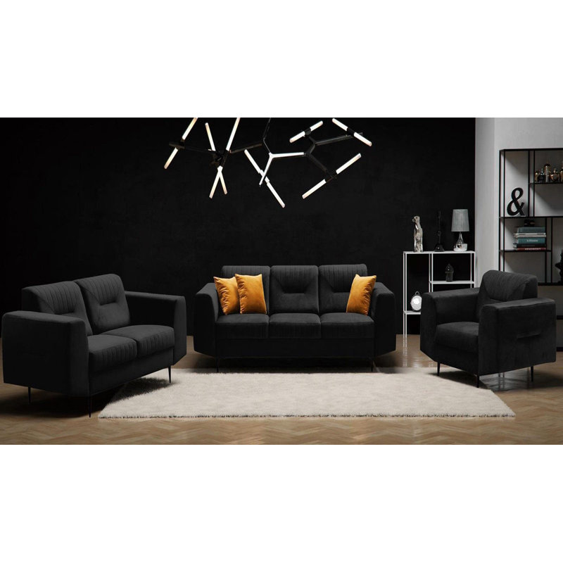 Aubreeanna 3 - Piece Living Room Set, Black, Black