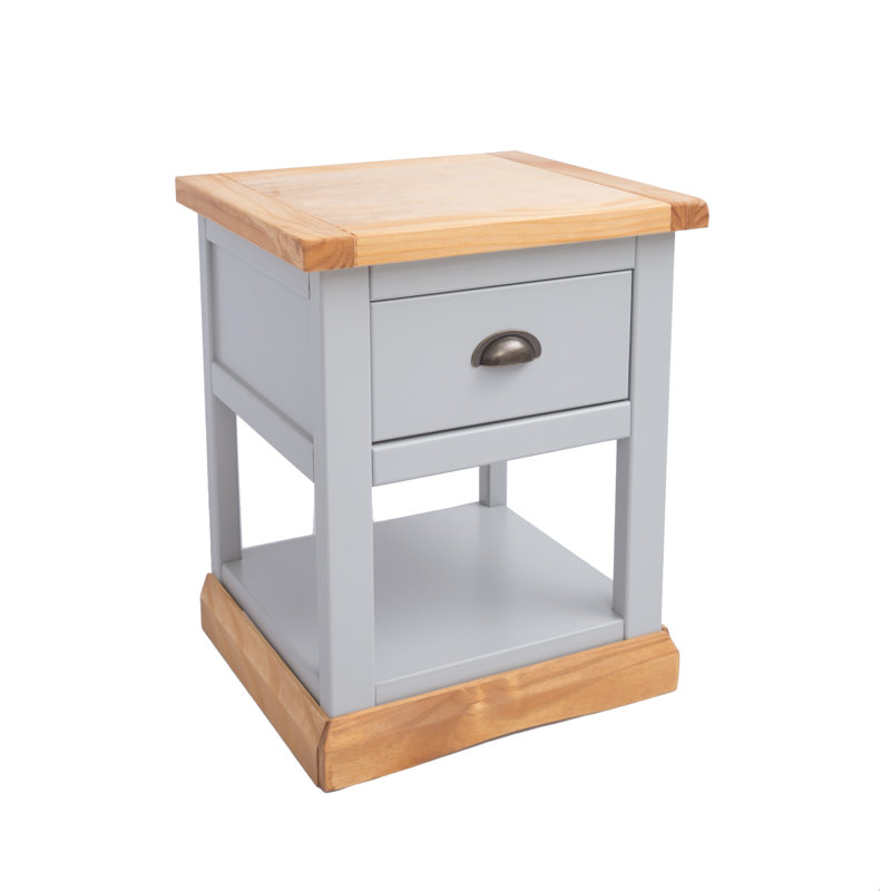 Esquivel 45 cm W Bedside Table, Grey/Oak/Matte Black