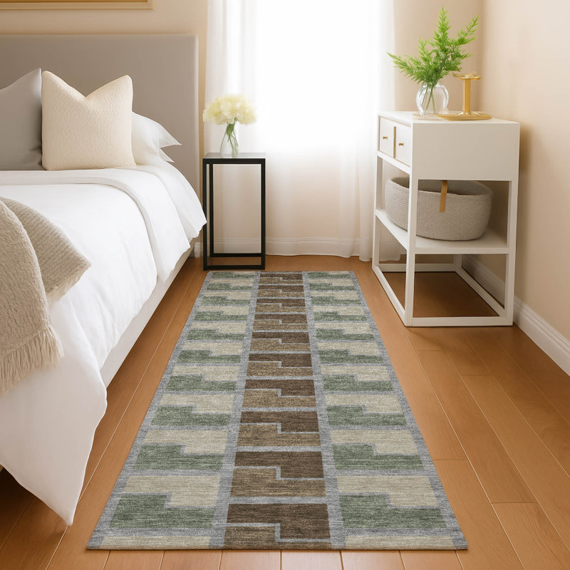 Machine Washable Indoor/Outdoor Lockway ACN2417 Geometric Rug, Runner 2'3" x 7'6"