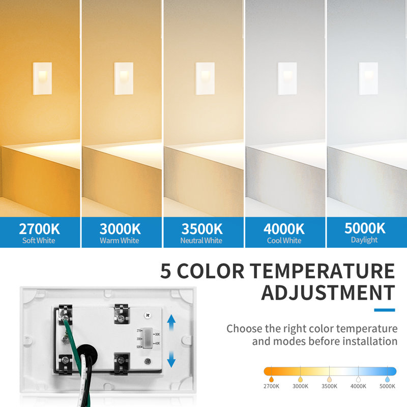 Ensemble de 24 marches d'éclairage à DEL 5CCT | Éclairage imperméable intérieur / extérieur pour escaliers, greniers, sous-sols et parcs | Aluminium durable, durée de vie de 50 000 heures