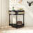 Unique Half Moon Design End Table with Sliding Rattan Door,Elegant Semi-circle Entryway Console Table with 2 Rattan Storage Cabinet and Bottom Shelf for Living room, Bedroom, Study, Hallway-433331140