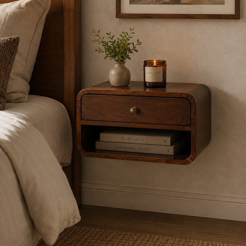 Curved California Walnut Wall Mounted Eichelberger With Open Slot