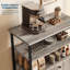 Buffet gris Farmhouse avec tablettes ouvertes, bar à café autoportant avec 2 portes et pieds en métal pour la cuisine, la salle à manger, le vestibule, 26,8 po