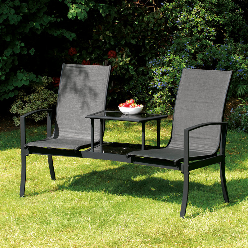 Banc tête-à-tête en acier Burnstad, Noir