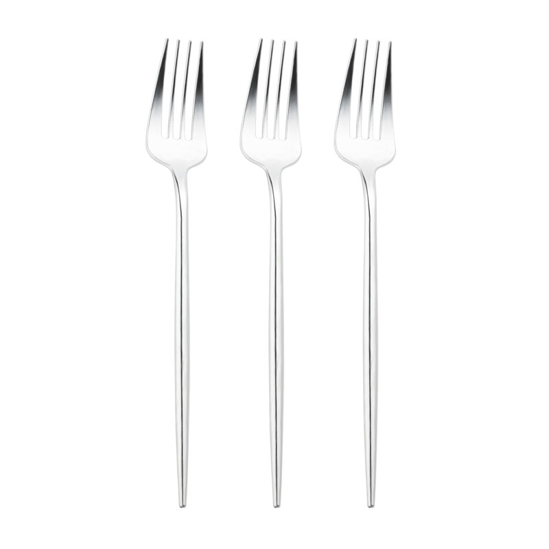 Fourchettes de table jetables en plastique Shiny Silver Moderno