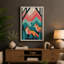 Foxes in Teal Mountains Mid-Century - Wrapped Canvas-1194956970-1194956971