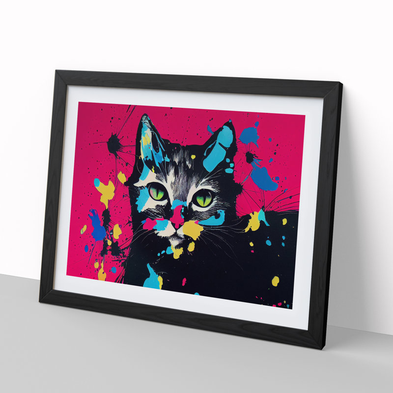 Cat Splashed Vol.1 Abstract - Framed Print, 34cm H x 46cm W x 2cm D, Black Framed