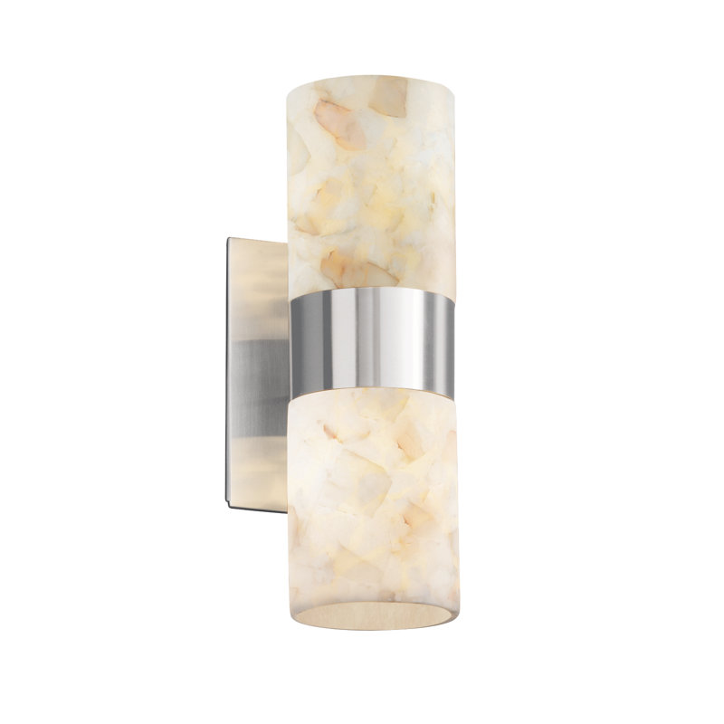 Applique murale à bras 2 lumières Keyon, Nickel brossé