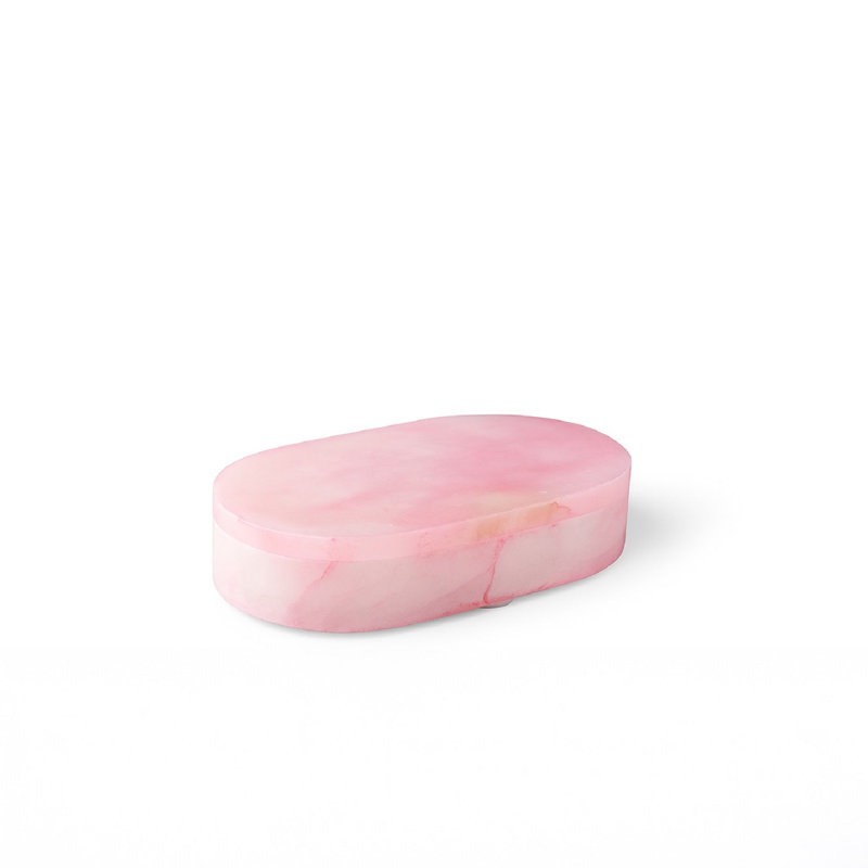 Boîte de présentation ovale rose albâtre, H 1,5 po x l 7 po x P 4 po