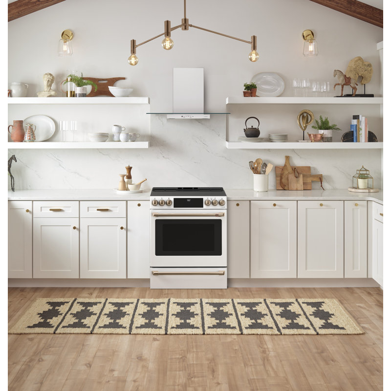 Café Smart Appliances Induction 30" 5.7 cu. ft. Slide-in Electric Range, Matte White - Brushed Bronze