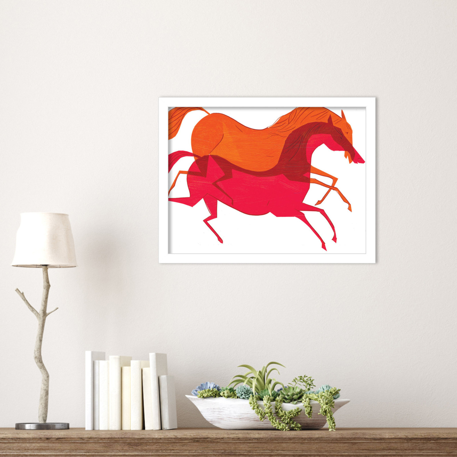 Horses Print by Richard A. Allen, White, 13" H x 17" W