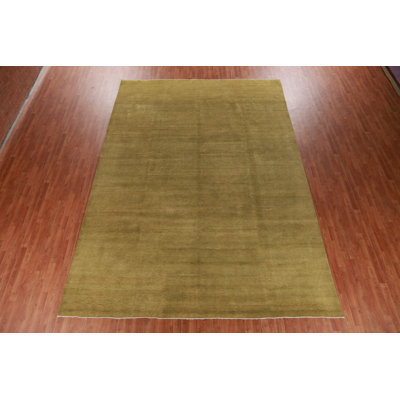 Tapis uni vert Gabbeh 10 x 14