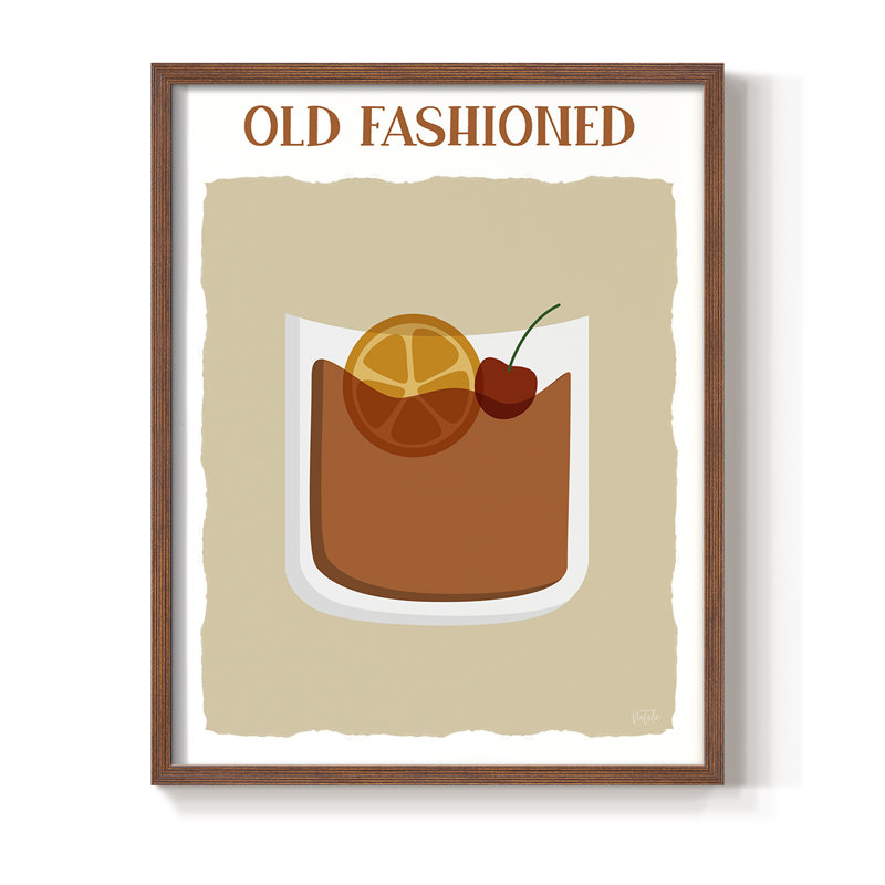 Old Fashioned Framed Print - Solid Wood, Brown, 20" H x 16" W