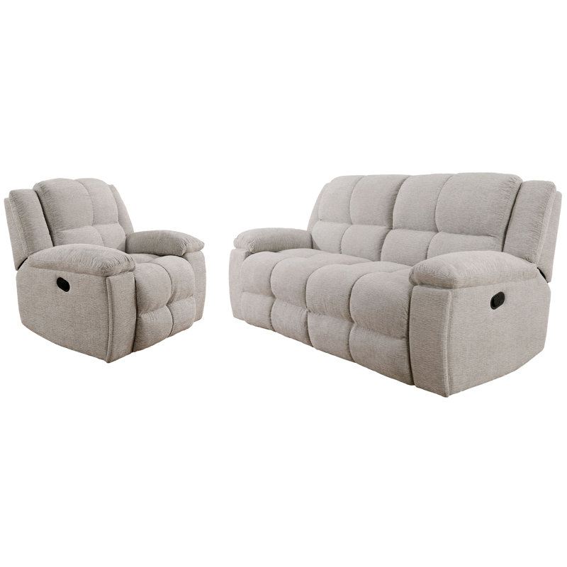 Kendall Manual Reclining Sofa Set, 2 Pieces: Loveseat, Sofa, Opal Taupe