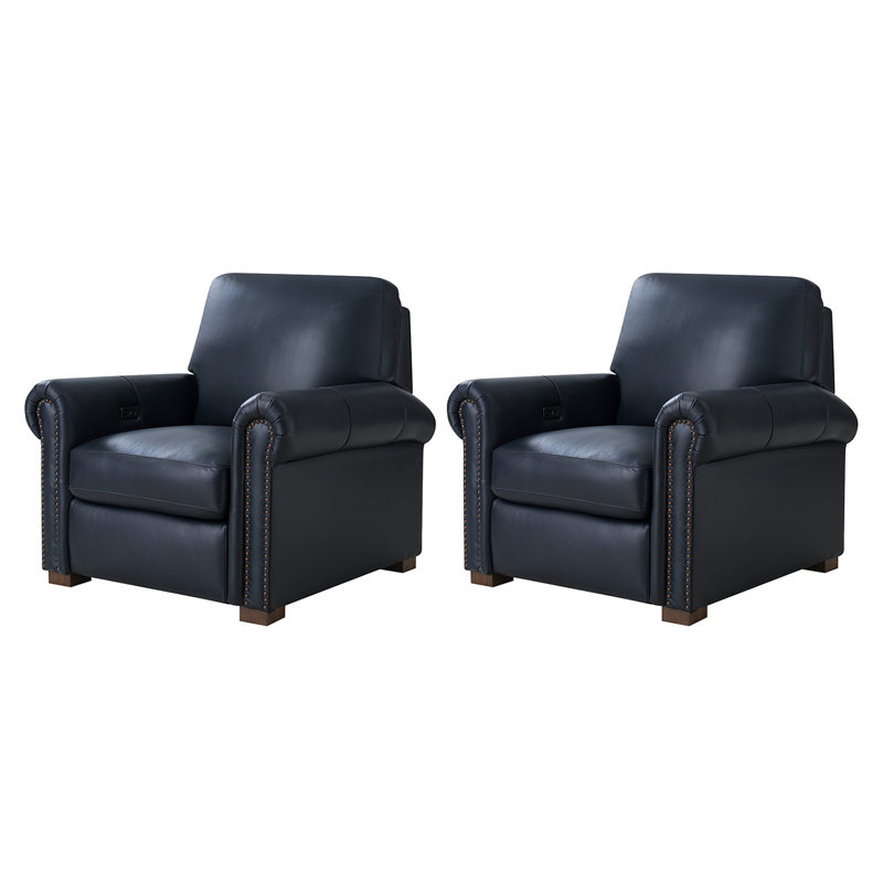 Fauteuil inclinable en cuir véritable d'Igon Motion, Cuir véritable bleu marine
