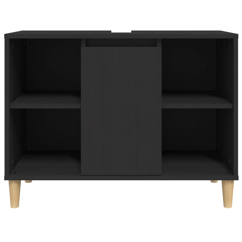 Tonsina Freestanding Bathroom Cabinet, Matte Black/Natural