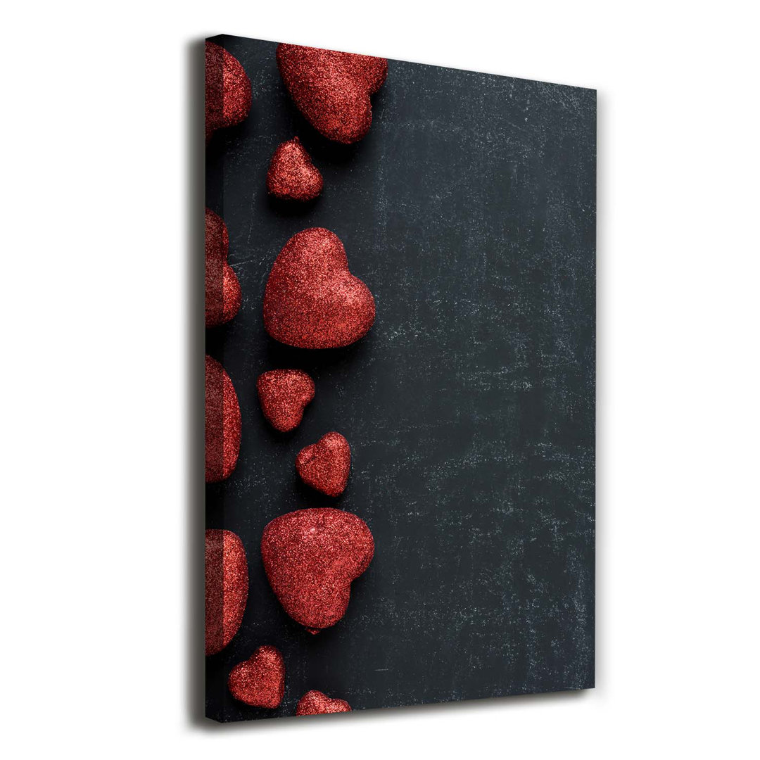 Hearts On The Blackboard - Kunstdrucke auf Leinwand