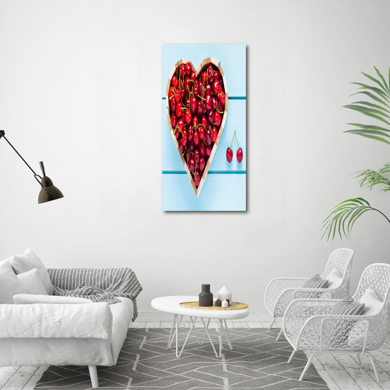 Cherries On Wood - Wrapped Canvas Print