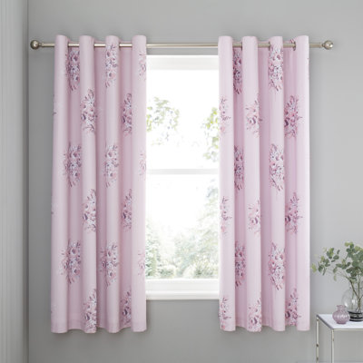 Floral Bouquet Eyelet Curtains Two Panels