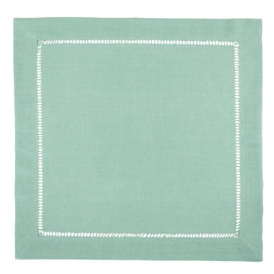 Classic Solid Colour Hemstitched Border Cloth Napkins 18 x 18 Inch, Set of 4