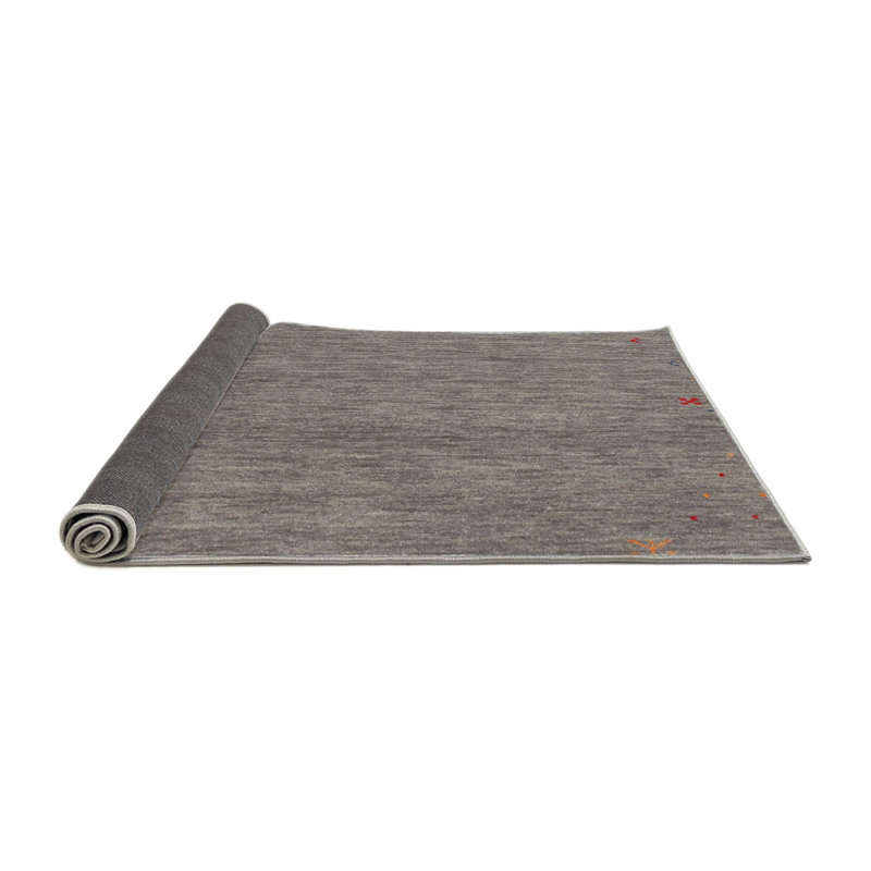 Tapis gris/rouge contemporain, Rond 4 pi
