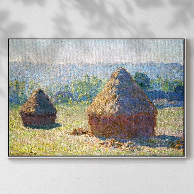 Monet, reproduction d'art encadrée sur toile par Claude Monet, H 25 po x l 37 po x P 2 po, Blanc