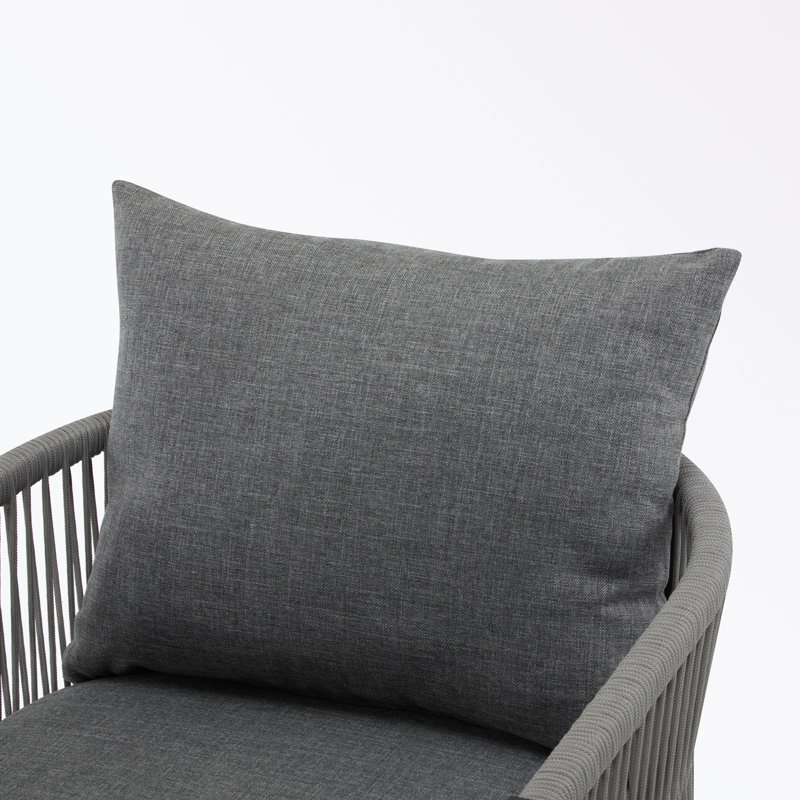 Chaise à structure en aluminium avec dossier incurvé et coussin moelleux, Coussin gris / cadre gris