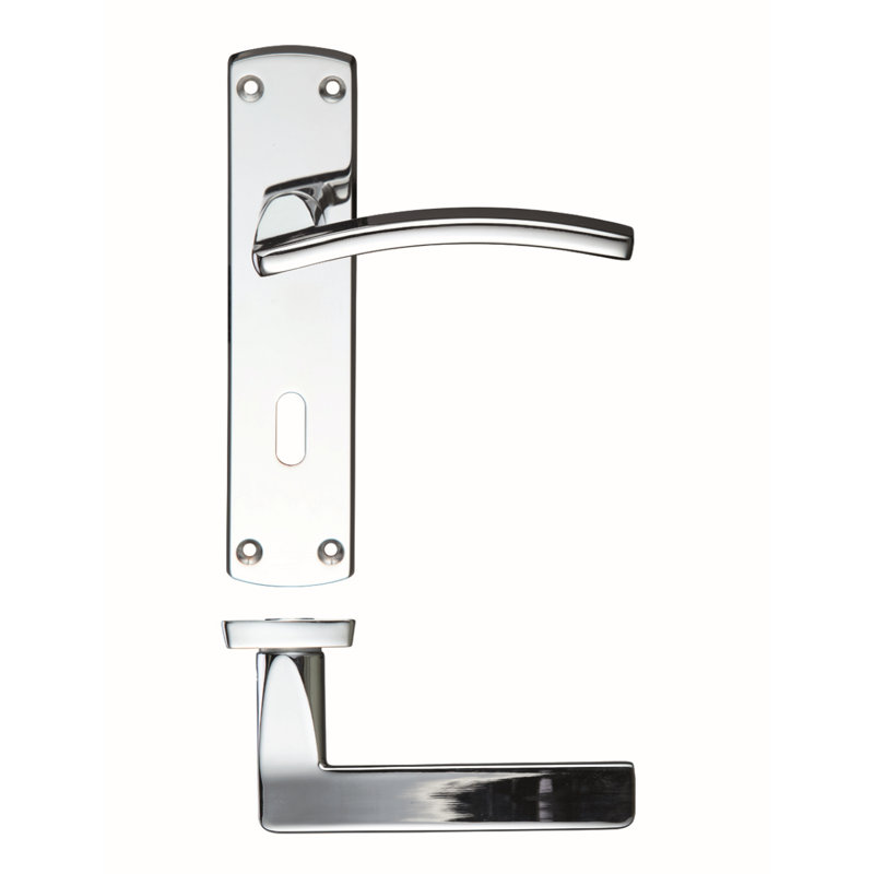 Toledo Lock Door Handle, Polished Chrome
