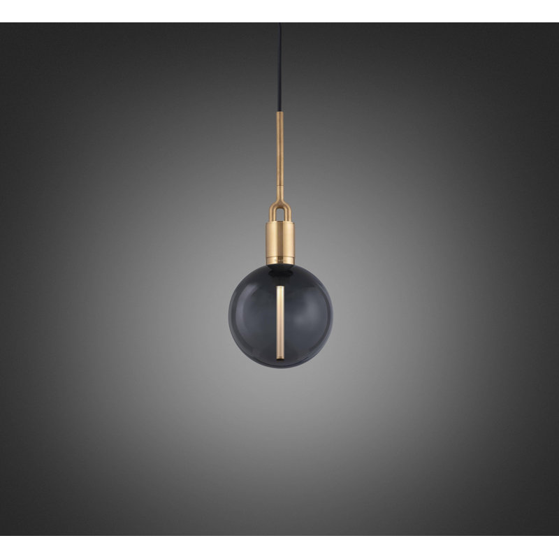 Luminaire suspendu fourche / globe / moyen, Laiton / fumé