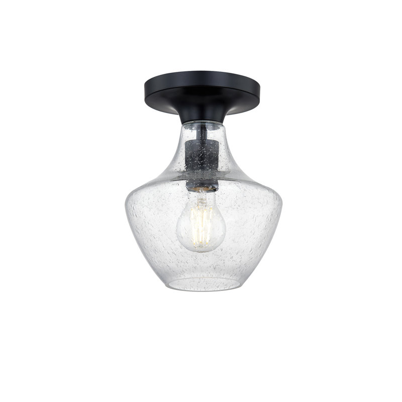 Fusion - Harlow Semi-Flush Seeded Glass Shade, Matte Black