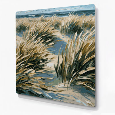 Art mural en métal beige à motif de dunes côtières