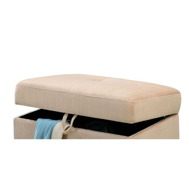 Repose-pieds en velours beige avec rangement