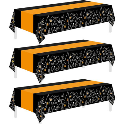 3-Pack Halloween Tablecloth Set, Spooky Rectangular Table Covers for Halloween Decorations, Festive Party Table Decor for Indoor and Outdoor Celebrations, Haunted House and Seasonal Gatherings