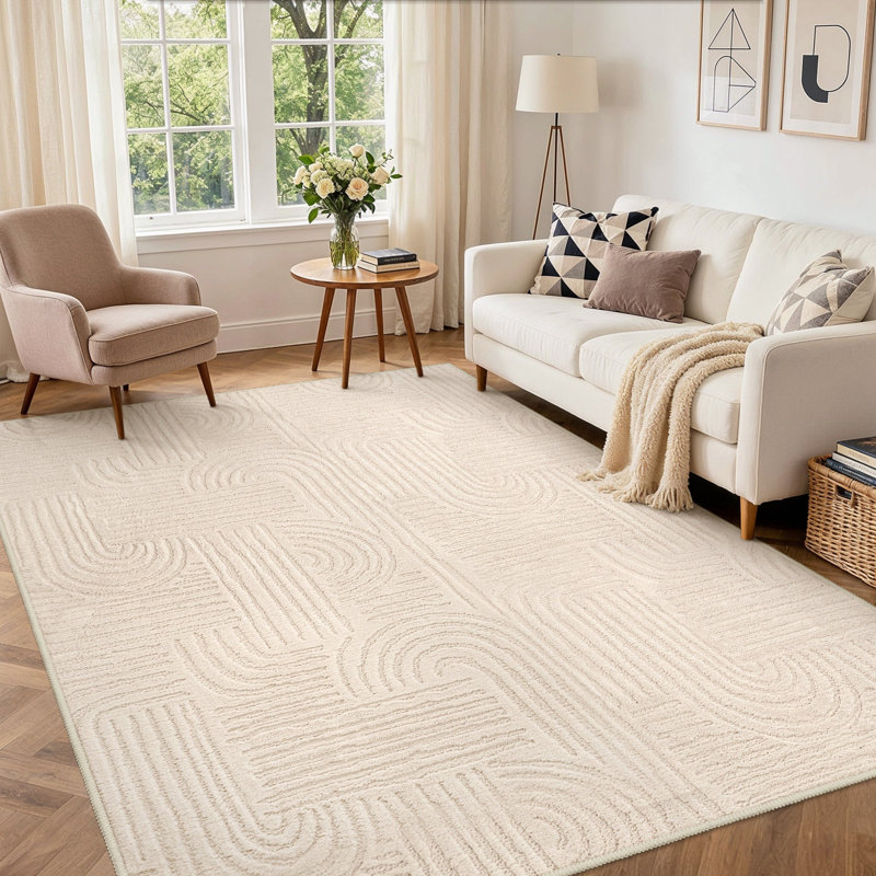 Geometric Area Rug, Beige, Rectangle 160 x 230 cm