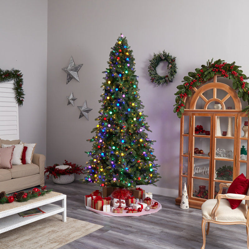 Lighted Artificial Fir Christmas Tree, 9.5' H