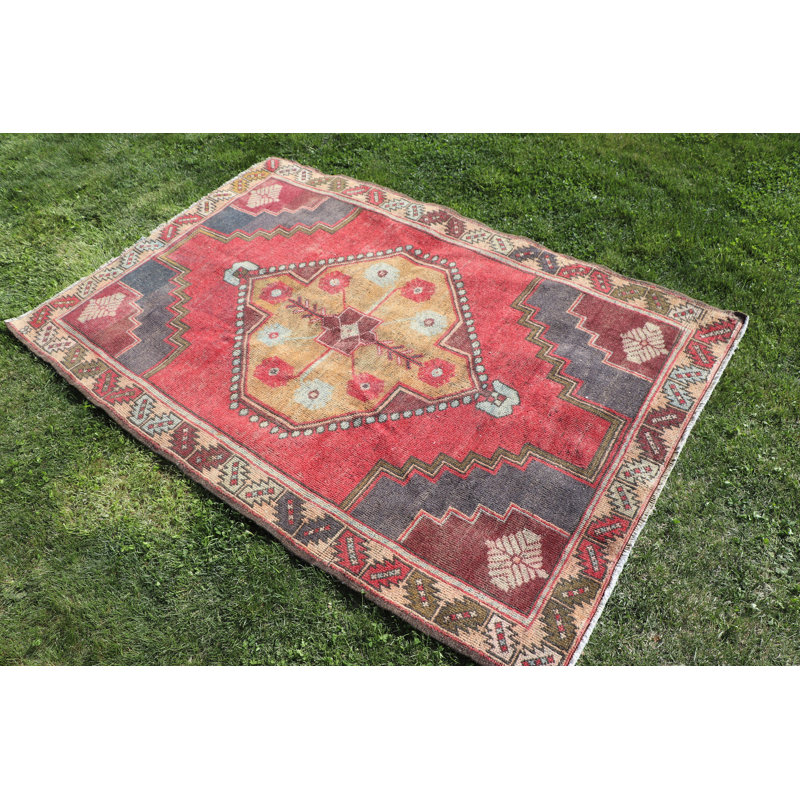 Tapis traditionnel traditionnel turc Oushak en orange vif pour vestibule ou dortoir